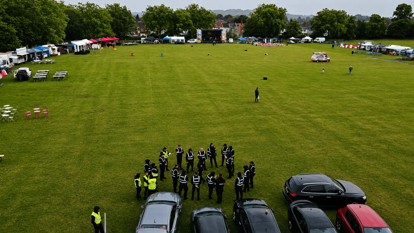 Large scale outdoor event security operation in London with SIA licensed security guards managing crowd control, public safety and festival security services